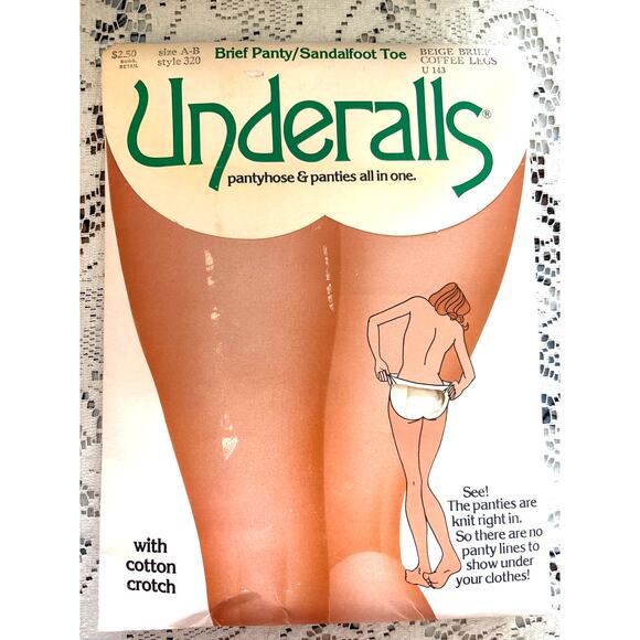 Vintage Womens Underalls Size A-B Pantyhose Panties Beige Coffee Leg Style 320 - Picture 1 of 6